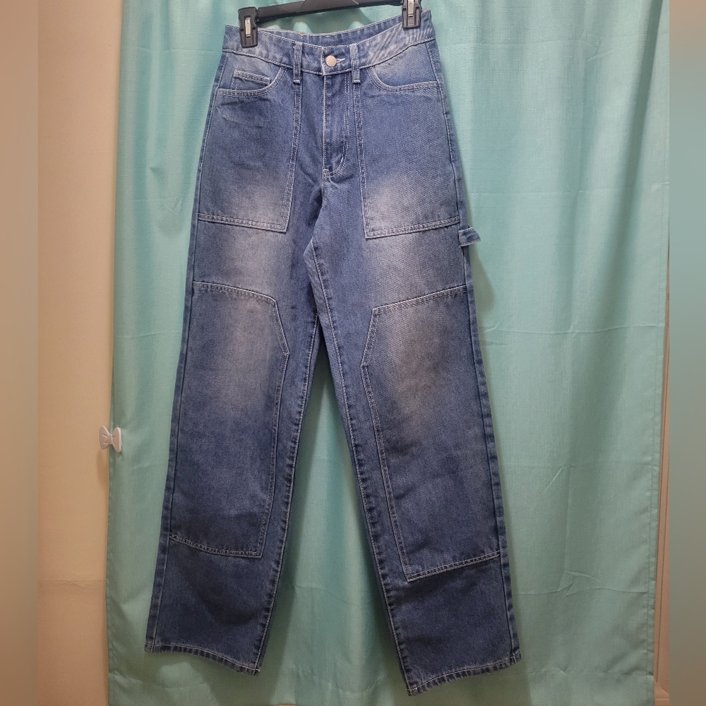 Missguided High-rise Denim Straight Jeans, Blue. Size: XS